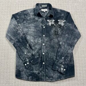 Vintage Y2K Eighty Eight Grunge Goth Small Affliction Embroidered Button Shirt‎